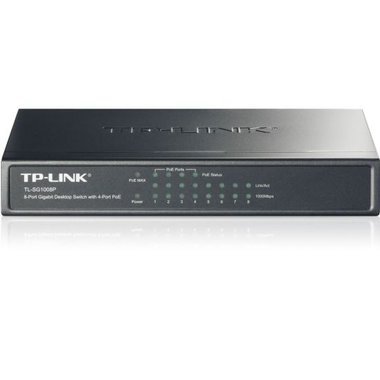 TP-LINK TL-SG1008P, 8 Port, GigaBit, 4 Port PoE, 55W, Yönetilemez, Met