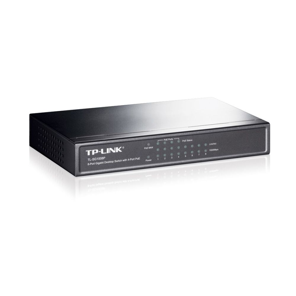 TP-LINK TL-SG1008P, 8 Port, GigaBit, 4 Port PoE, 55W, Yönetilemez, Met