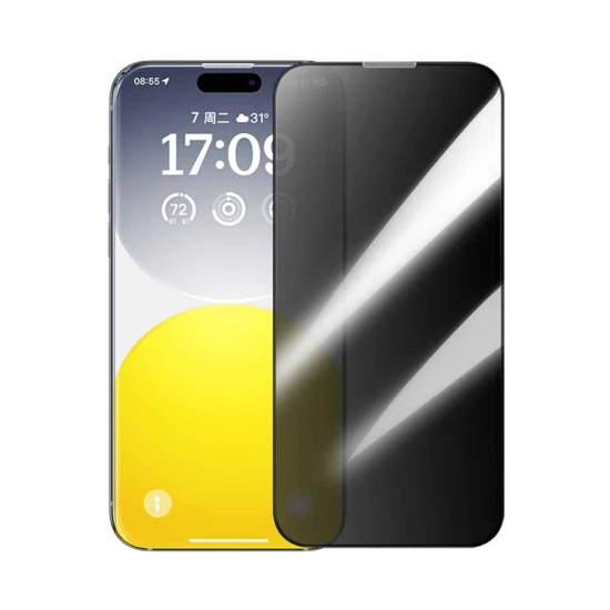 Baseus Crystal iPhone 15 Privacy Full Koruma Tempered Cam Ekran Koruyu