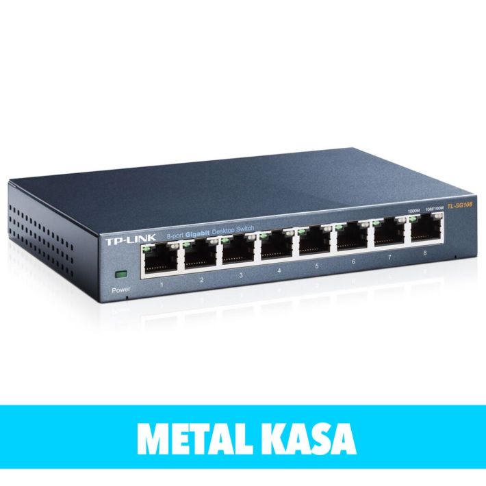 TP-LINK TL-SG108, 8 Port, GigaBit, Yönetilemez, Metal Kasa, Masaüstü S