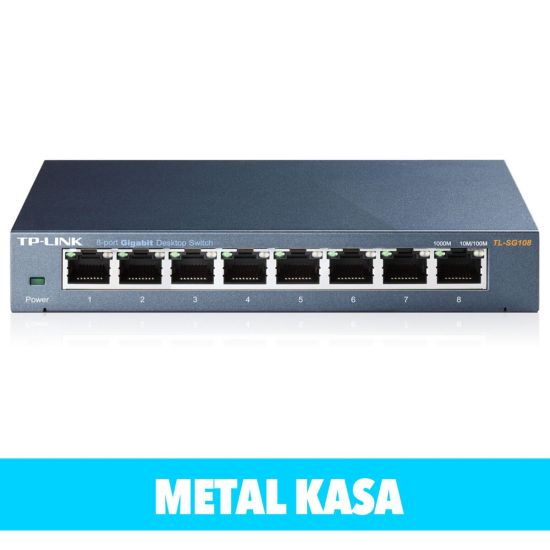 TP-LINK TL-SG108, 8 Port, GigaBit, Yönetilemez, Metal Kasa, Masaüstü S