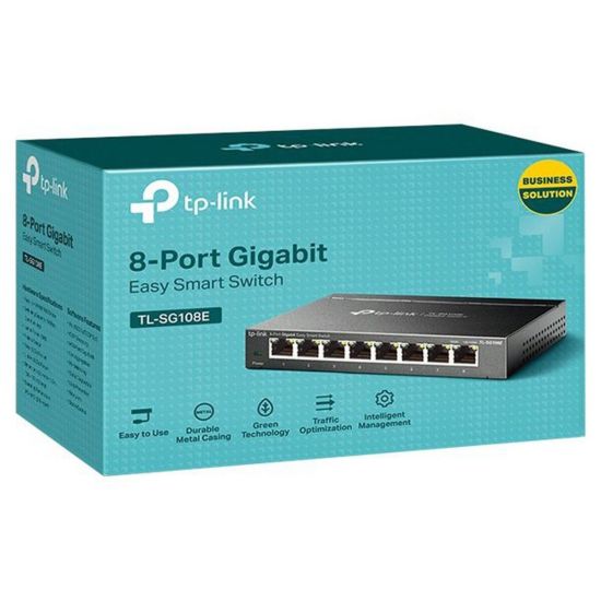 TP-LINK TL-SG108E, 8 Port, GigaBit, Easy Smart, Yönetilebilir, Metal K