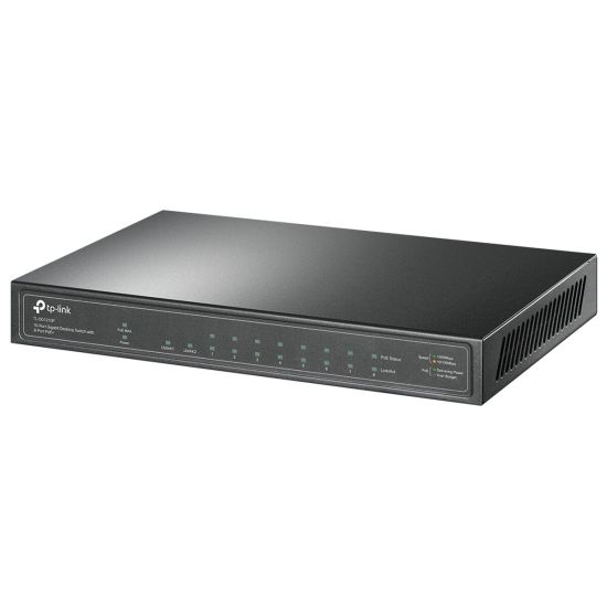 TP-LINK TL-SG1210P, 8 Port, Gigabit, PoE 63W, 1 Port SFP, Yönetilemez,