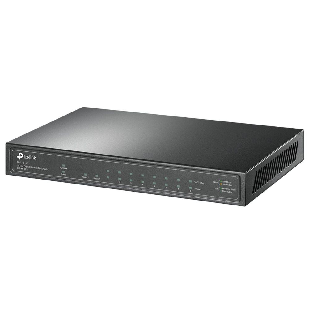 TP-LINK TL-SG1210P, 8 Port, Gigabit, PoE 63W, 1 Port SFP, Yönetilemez,