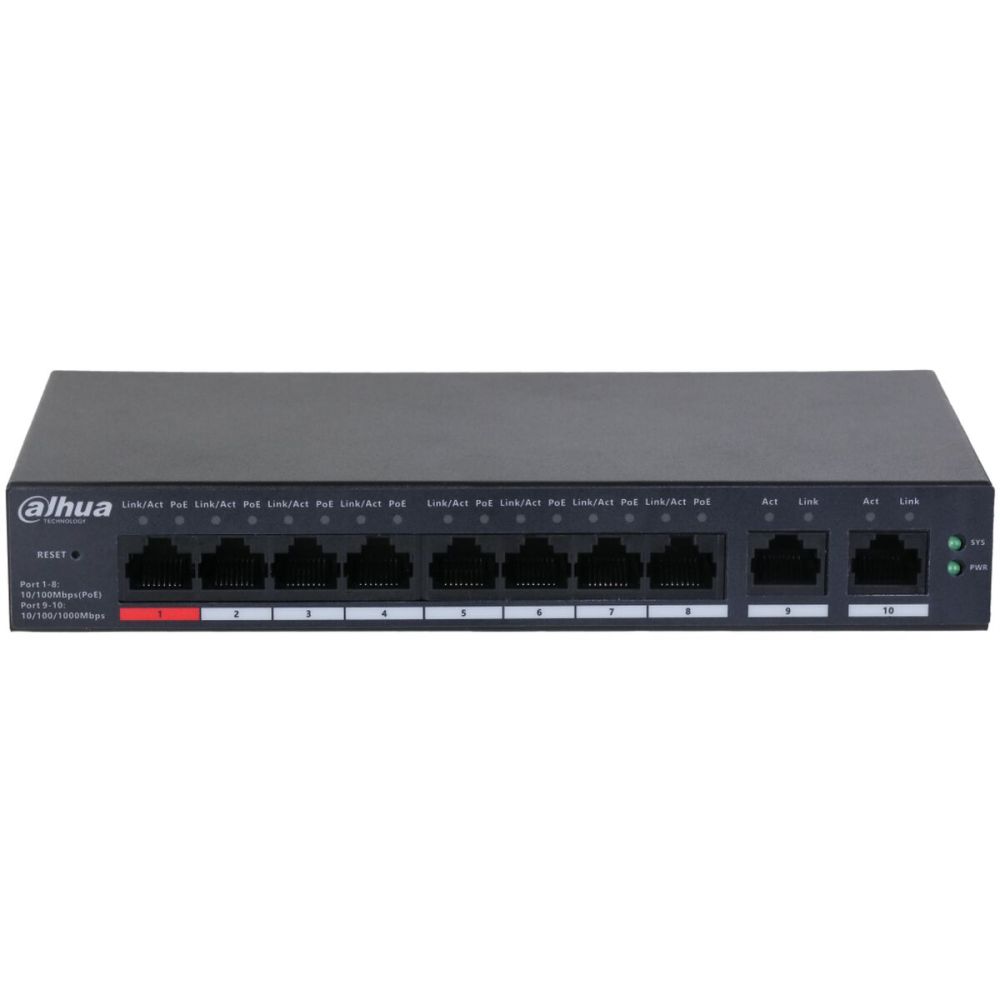 DAHUA CS4010-8ET-110, 8 Port, Megabit, PoE 110W, 2 Port Uplink, Cloud 
