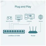 TP-LINK LS1008, Green Tech, 8 Port, MegaBit, Yönetilemez, Masaüstü Swi