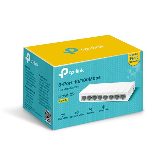 TP-LINK LS1008, Green Tech, 8 Port, MegaBit, Yönetilemez, Masaüstü Swi