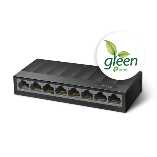 TP-LINK LS1008G, Green Tech, 8 Port GigaBit, Yönetilemez, Masaüstü Swi
