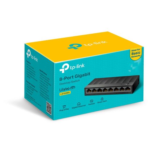 TP-LINK LS1008G, Green Tech, 8 Port GigaBit, Yönetilemez, Masaüstü Swi