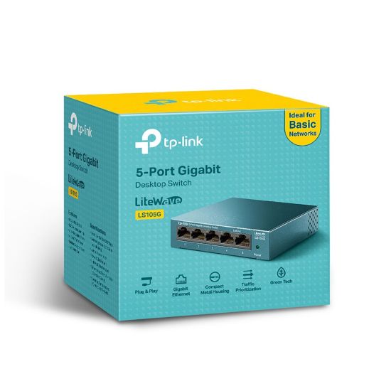 TP-LINK LS105G, Green Tech, 5 Port, GigaBit, Metal Kasa, Yönetilemez, 