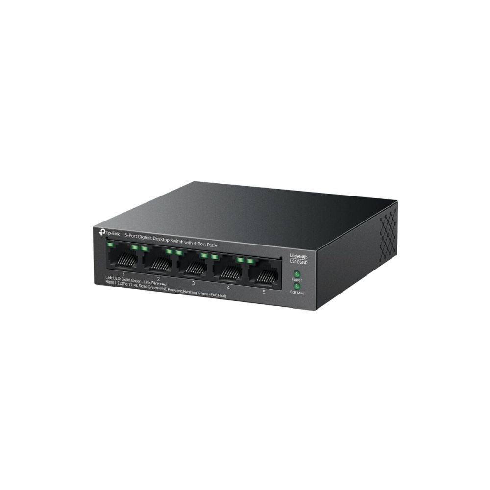 TP-LINK LS105GP, Green Tech, 5 Port, GigaBit, 4 Port PoE 65W, Metal Ka