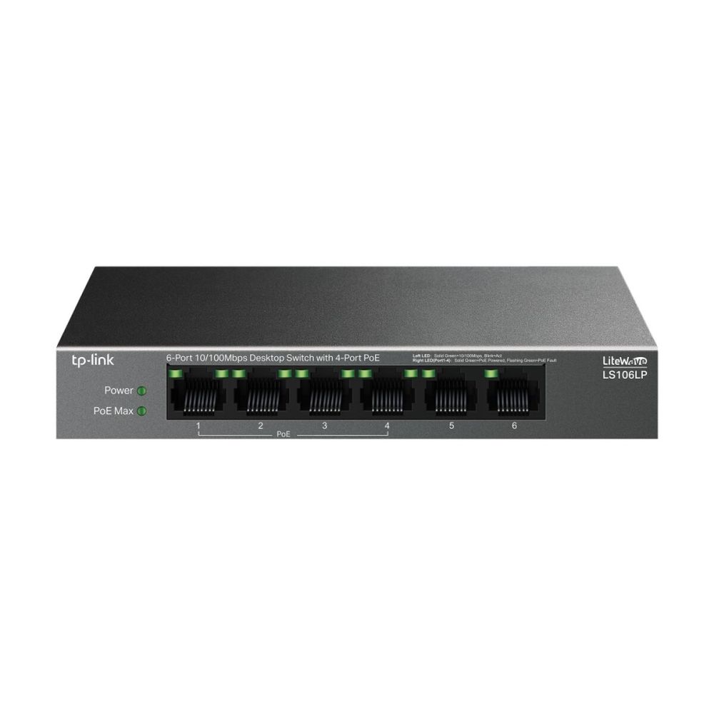 TP-LINK LS106LP, Green Tech, 6 Port, MegaBit, 4 Port PoE 41W, Metal Ka
