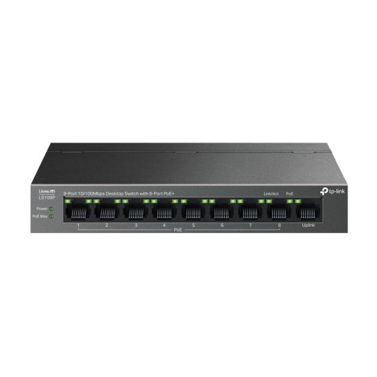 TP-LINK LS109P, Green Tech, 8 Port MegaBit, POE 63W, 1 Port Uplink, Lo