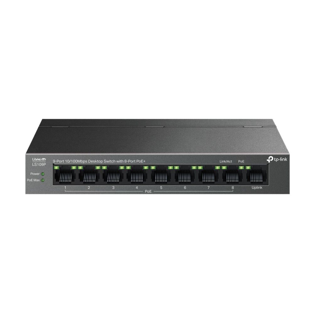 TP-LINK LS109P, Green Tech, 8 Port MegaBit, POE 63W, 1 Port Uplink, Lo