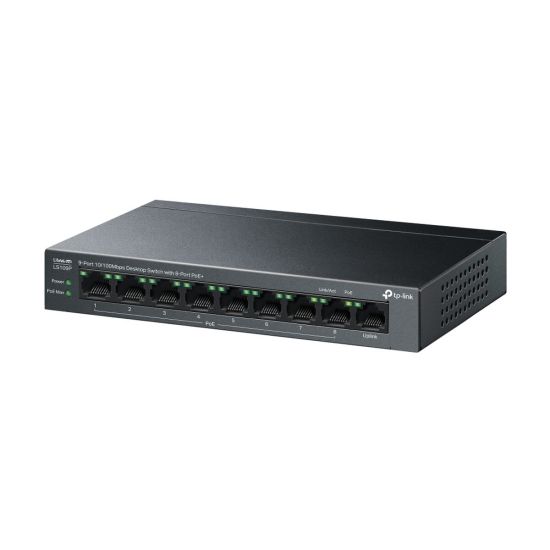 TP-LINK LS109P, Green Tech, 8 Port MegaBit, POE 63W, 1 Port Uplink, Lo