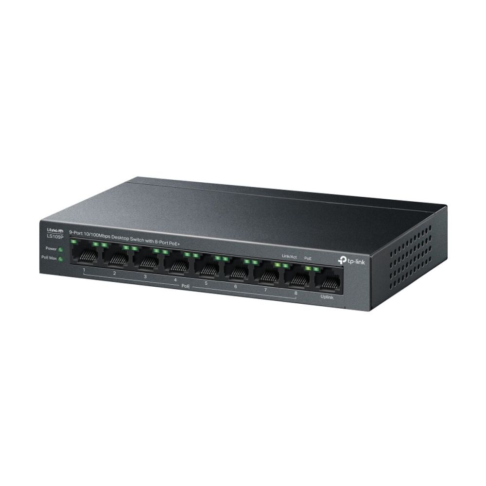 TP-LINK LS109P, Green Tech, 8 Port MegaBit, POE 63W, 1 Port Uplink, Lo