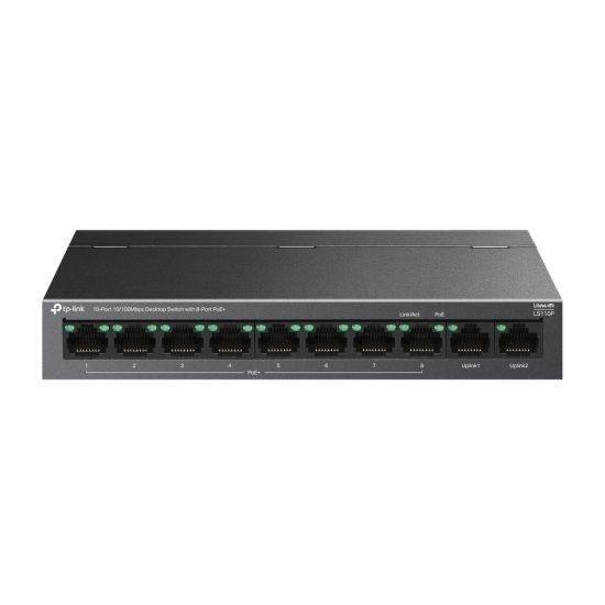 TP-LINK LS110P, Green Tech, 10 Port, MeggaBit, 8 Port PoE+ 96W, Metal 
