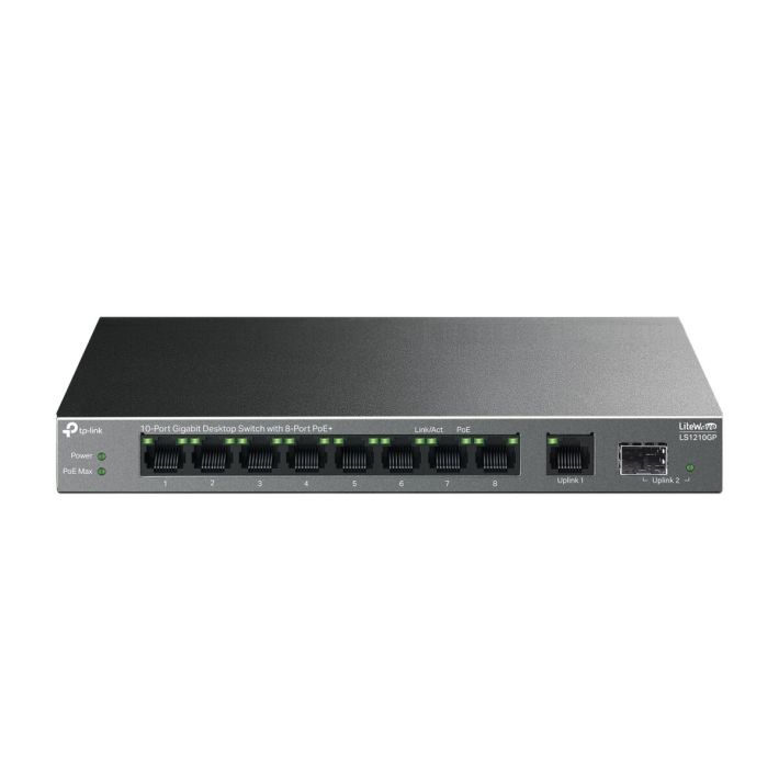 TP-LINK LS1210GP, Green Tech, 8 Port Gigabit, PoE 61W, 1 Port Gigabit 