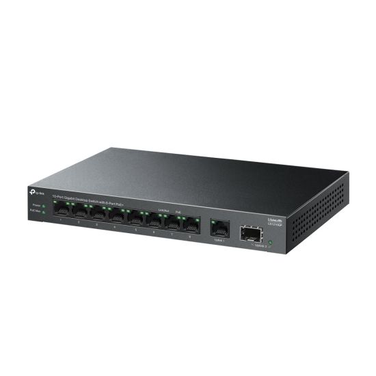 TP-LINK LS1210GP, Green Tech, 8 Port Gigabit, PoE 61W, 1 Port Gigabit 