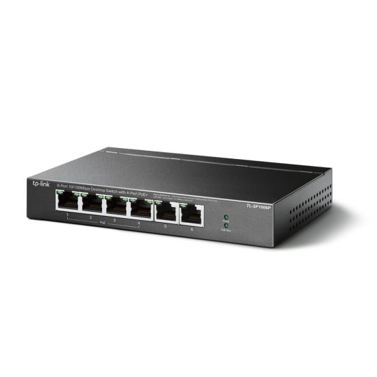 TP-LINK TL-SF1006P, 6 Port, MegaBit, 4 Port PoE 67W, Yönetilemez, Meta