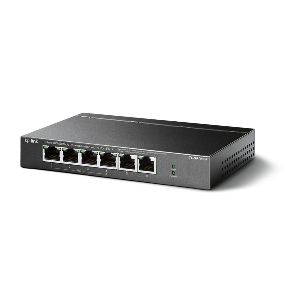 TP-LINK TL-SF1006P, 6 Port, MegaBit, 4 Port PoE 67W, Yönetilemez, Meta