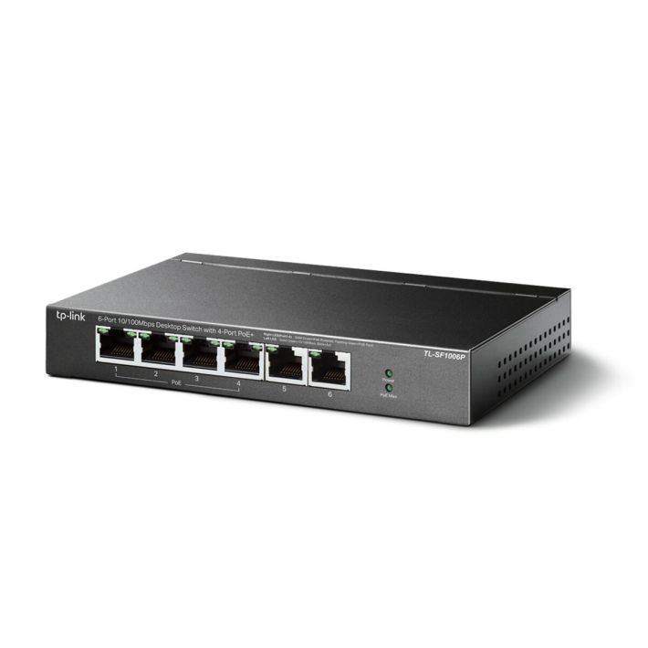 TP-LINK TL-SF1006P, 6 Port, MegaBit, 4 Port PoE 67W, Yönetilemez, Meta
