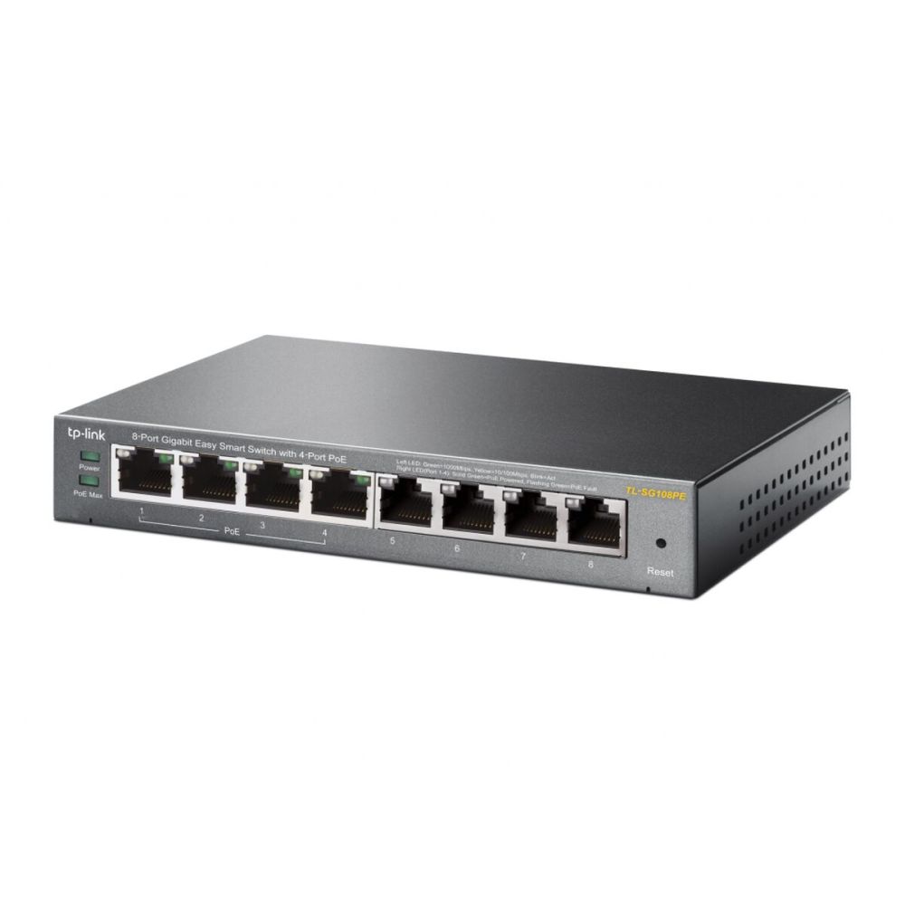 TP-LINK TL-SG108PE, 8 Port, GigaBit, 4 Port PoE 64W, Easy Smart, Yönet
