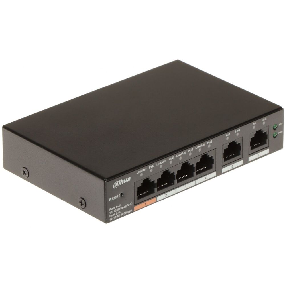 DAHUA CS4006-4ET-60, 4 Port, Megabit, PoE 60W, 2 Port Uplink, Cloud Yö