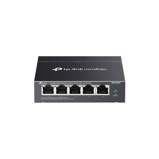 OMADA DS105GP, 5 Port Gigabit, 4 Port Gigabit PoE+, 65W, Yönetilemez, 