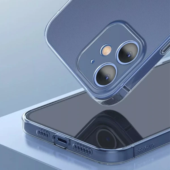 Baseus Simple Case iPhone 12 6.1 İnce Şeffaf Silikon Kılıf Kamera Koru