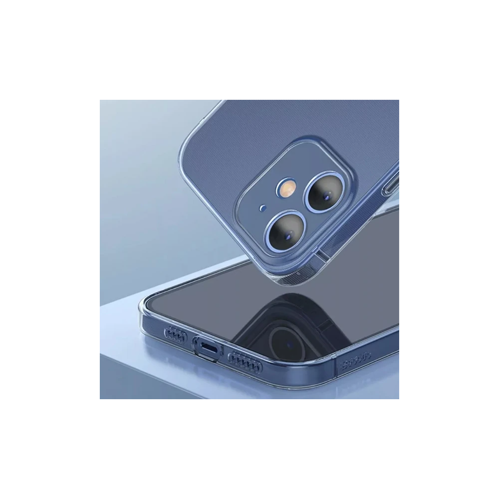 Baseus Simple Case iPhone 12 6.1 İnce Şeffaf Silikon Kılıf Kamera Koru