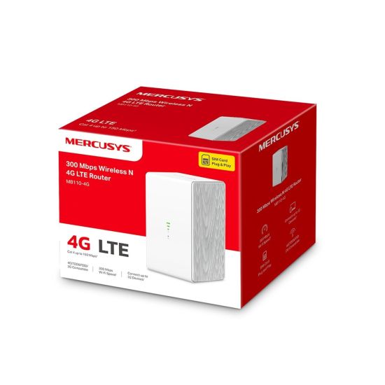 MERCUSYS MB110-4G, N300, 2Port, 300Mbps, Sim Kart Yuvalı, 4G-LTE, Rout