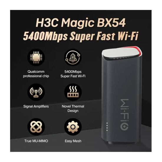 H3C Magic BX54, Tekli Mesh, 5400Mbps, Dual Band, WiFi6, 4Port Gigabit 