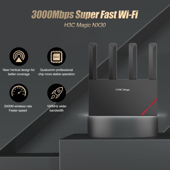 H3C Magic NX30, Dual Band, WiFi 6, 3000Mbps, 4Port GigaBit, 4ad Anten,