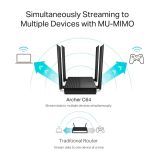 TP-LINK ARCHER C64, AC1200, 4Port, 1200Mbps, Dual Band WiFi, Masaüstü,