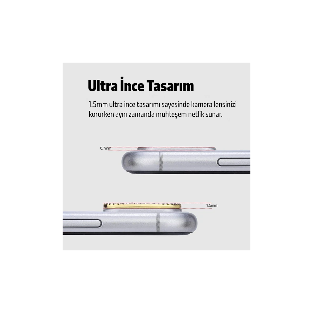 ALLY İPhone 11 Kamera Koruyucu Lens Diamond Taş İşlemeli