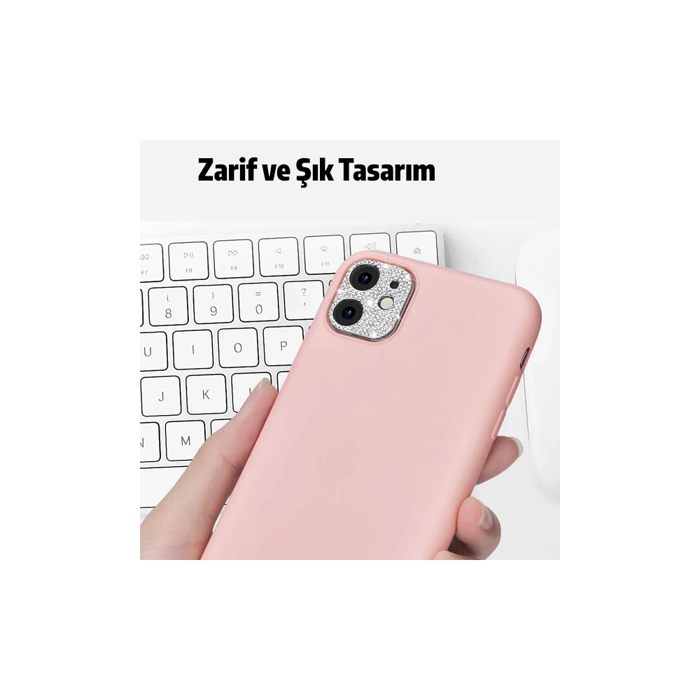 ALLY İPhone 11 Kamera Koruyucu Lens Diamond Taş İşlemeli