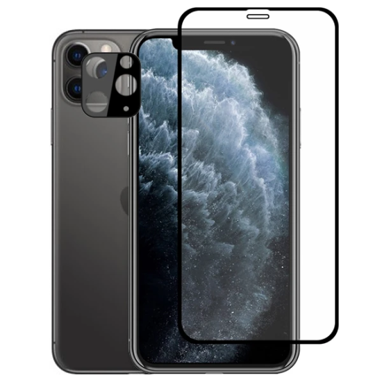 İPhone 11 Pro 2İN1 Full Glue Tempered Cam Ekran Koruyucu +Kamera Lens 