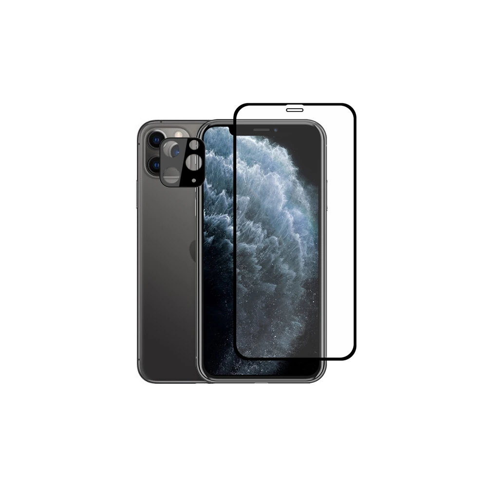 İPhone 11 Pro 2İN1 Full Glue Tempered Cam Ekran Koruyucu +Kamera Lens 