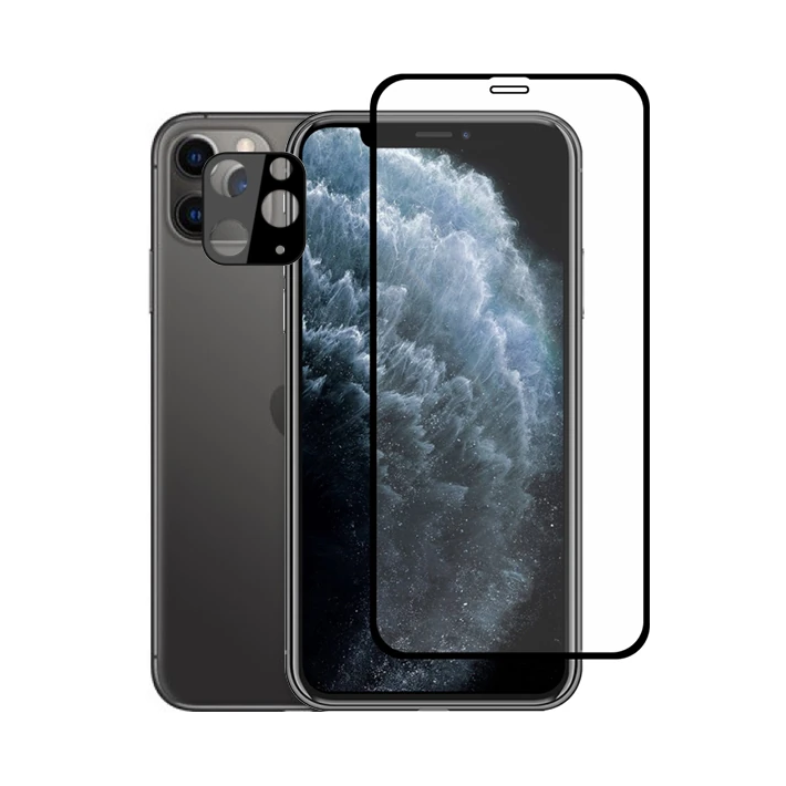 İPhone 11 Pro 2İN1 Full Glue Tempered Cam Ekran Koruyucu +Kamera Lens 