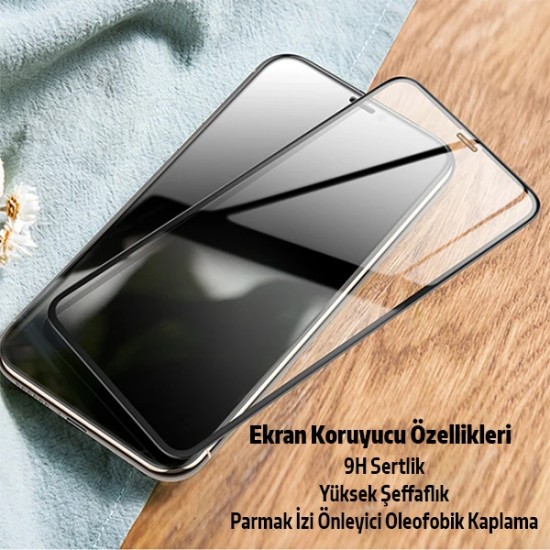İPhone 11 Pro 2İN1 Full Glue Tempered Cam Ekran Koruyucu +Kamera Lens 