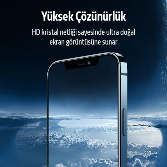 İPhone 12 Pro Max 2İN1 Full Glue Tempered Cam Ekran Koruyucu +Kamera L