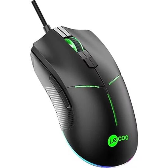 LENOVO LECOO MS109 Usb+Kablolu 6400DPI+8 Tuşlu RGB Aydınlatmalı Siyah 