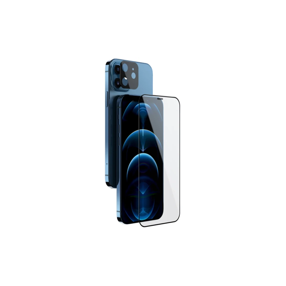 İPhone 12 Mini 2İN1 Full Glue Tempered Cam Ekran Koruyucu +Kamera Lens