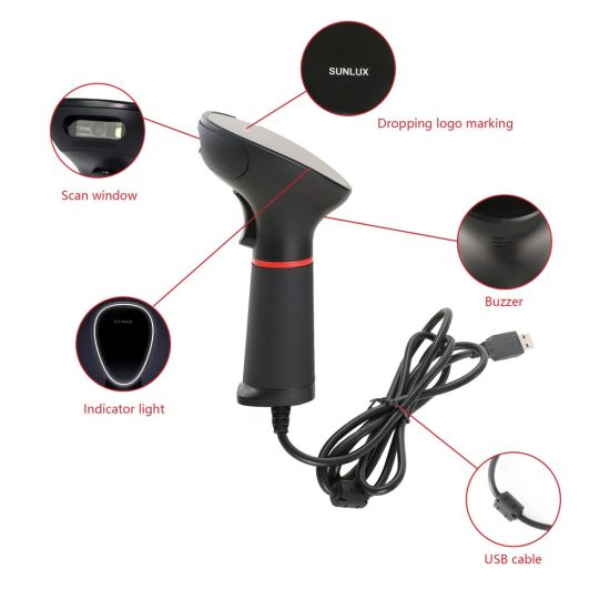 SUNLUX XL-3610, EL Tipi, Cmos, USB Kablolu, 2D Karekod, Barkod Okuyucu