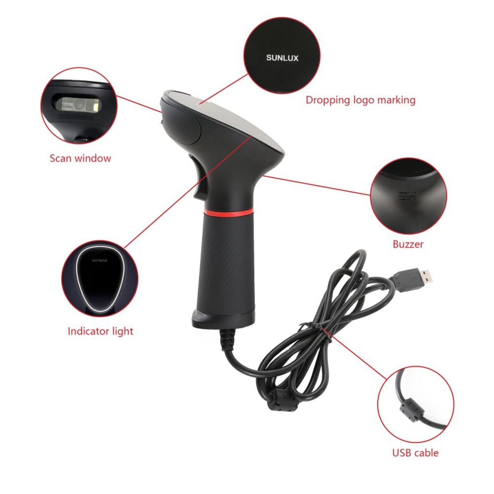 SUNLUX XL-3610, EL Tipi, Cmos, USB Kablolu, 2D Karekod, Barkod Okuyucu