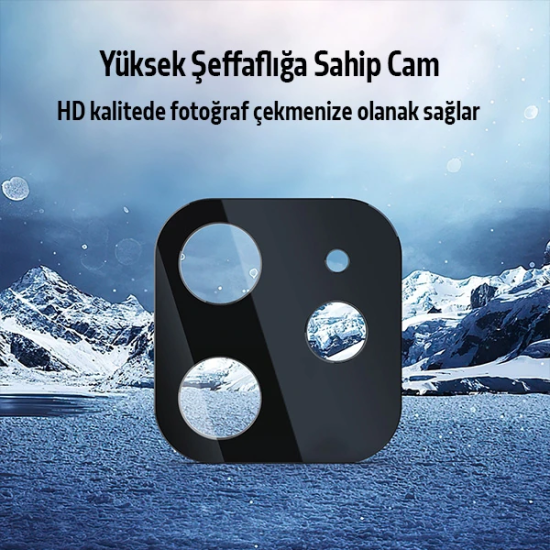 İPhone 12 Mini 2İN1 Full Glue Tempered Cam Ekran Koruyucu +Kamera Lens