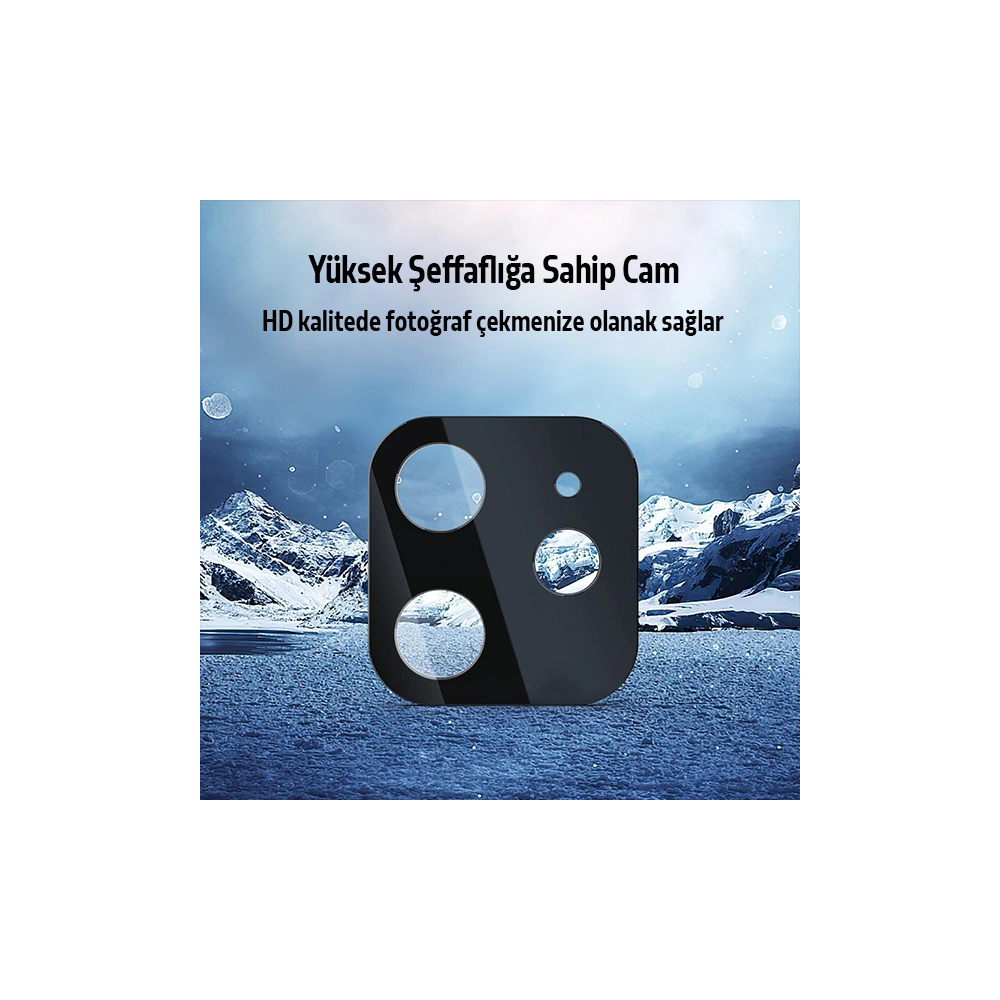 İPhone 12 Mini 2İN1 Full Glue Tempered Cam Ekran Koruyucu +Kamera Lens