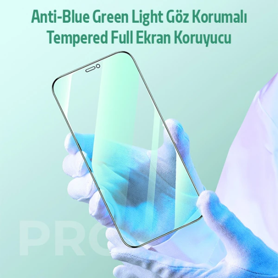 ALLY İPhone 12 Pro Max Anti -Blue Green Light Göz Korumalı Tempered Fu