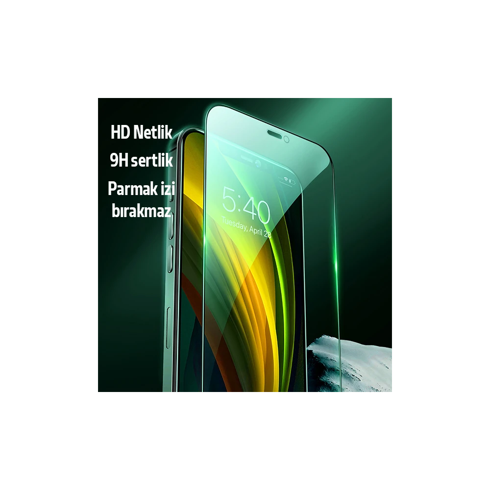 ALLY İPhone 12 Pro Max Anti -Blue Green Light Göz Korumalı Tempered Fu
